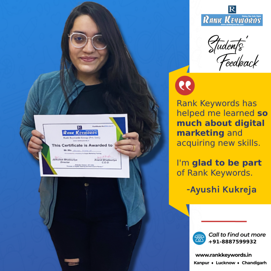 Digital Marketing Job& Training Feedback by Our digital marketing course student